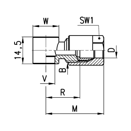 1170 6-1/8 Korpus złączki typu banjo, Camozzi