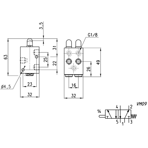 158-945 Zawór sterowany mechanicznie, Camozzi