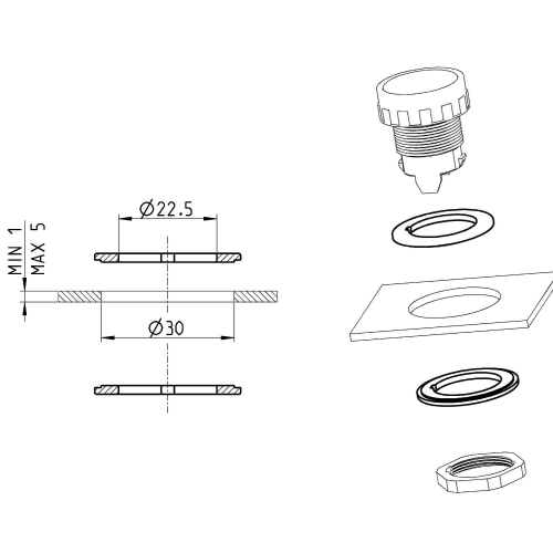 200-2230 Adapter do otworu panelu, Camozzi