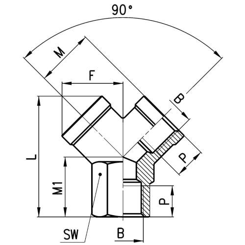 2043 1/4 Trójnik Y GW 1/4", Camozzi