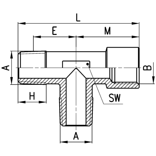 2050 1/2-1/2 Trójnik T GZ-GW 1/2", Camozzi