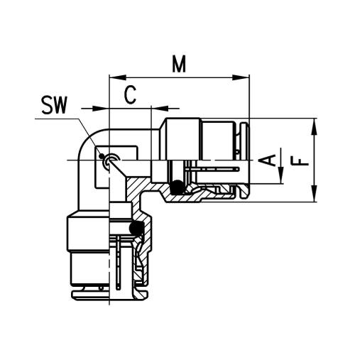 6550 10 Kolanko wtykowe fi 10, Camozzi