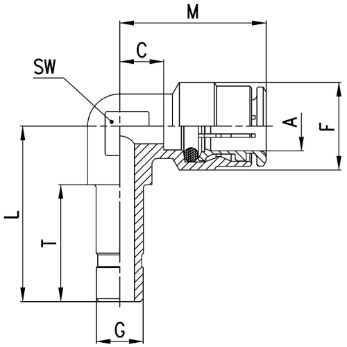 6555 4-4 Złącze wtykowe kolanko, Camozzi