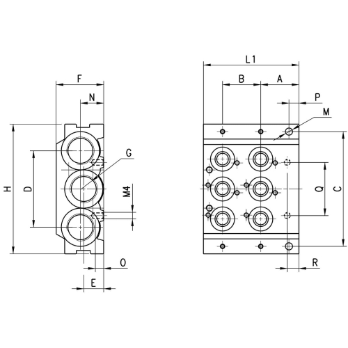 CNVL-3H2 Płyta do wysp zaworów serii 3, Camozzi