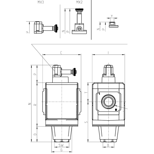 MX2-1/2-V36 Zawór eletryczno-pneumatyczny, Camozzi