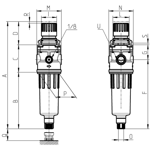 N208-D00 Filtro-reduktor G 1/8 seria N, Camozzi