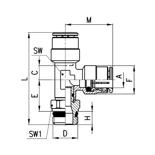 S6440 4-1/8 Trójnik wtykowy T obrotowy GZ, Camozzi