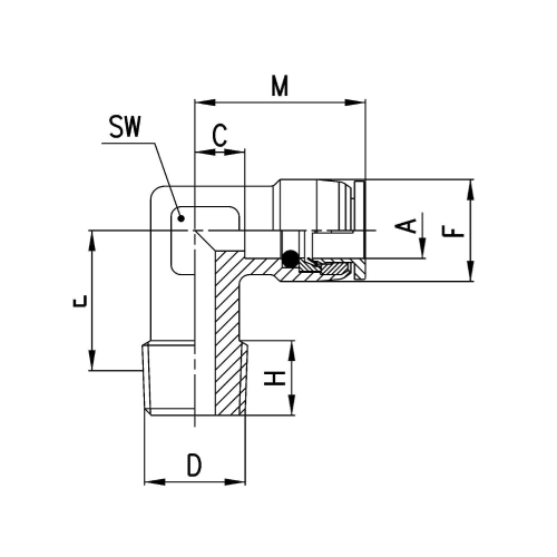 X6550 10 Złączka kątowa wtykowa fi 10, Camozzi