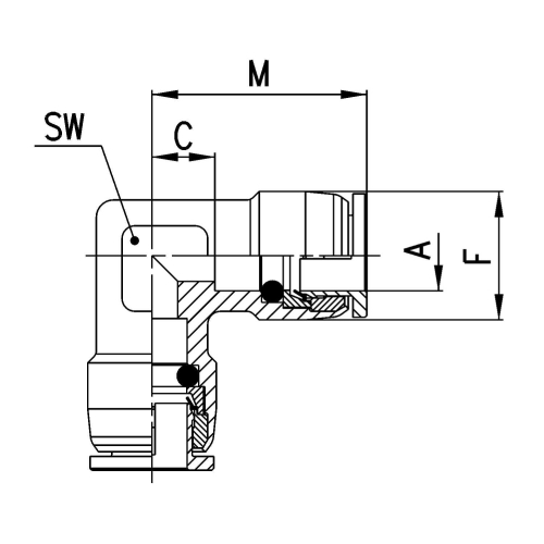 X6550 12 Złączka kątowa wtykowa fi 12, Camozzi
