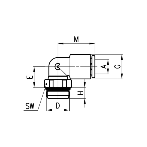7522 4-1/4 Złączka kątowo wtykowa Compact, Camozzi