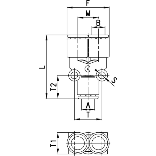 7560 6 Trójnik wtykowy Compact, Camozzi