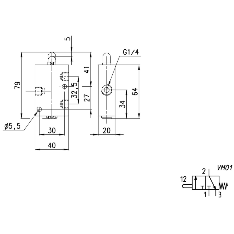 134-945 Zawór sterowany mechanicznie, Camozzi