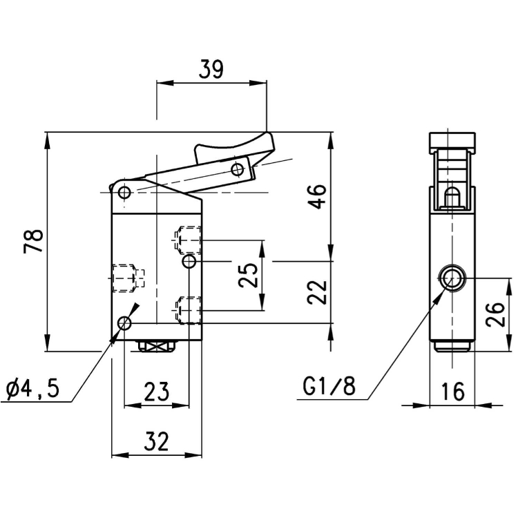 138-935 Zawór ręczny 3/2 NC G 1/8", Camozzi