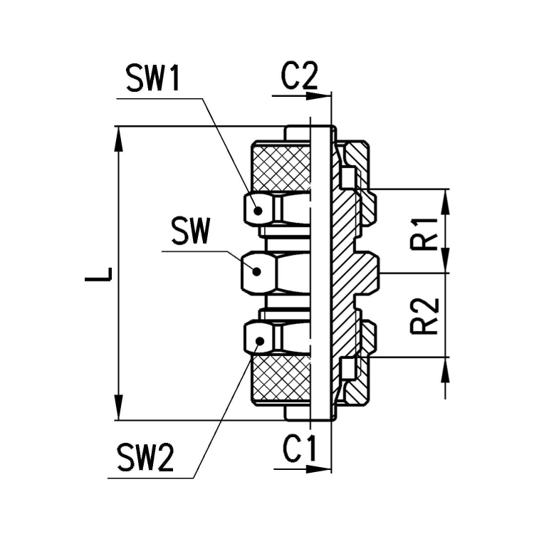 1580 6/4 Złączka prosta grodziowa fi 6/4, Camozzi