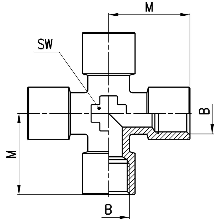 2033 1/8 Czwórnik GW 1/8", Camozzi