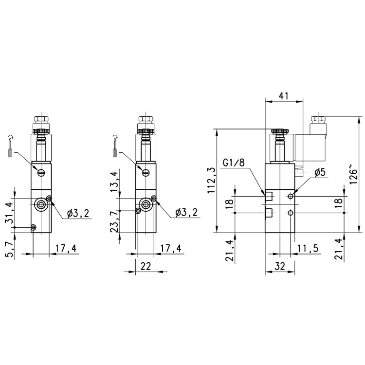 338-015-02 Elektrozawór 3/2NC G1/8 monost, Camozzi