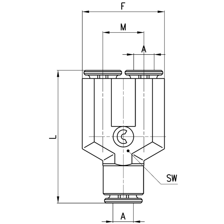 6560 3 Trójnik wtykowy Y fi 3, Camozzi