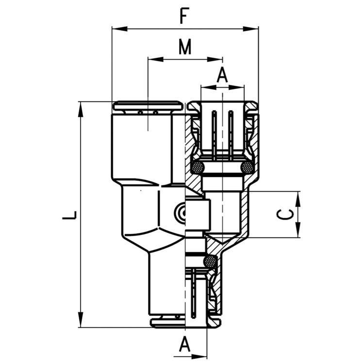 6560 4 Trójnik wtykowy Y fi 4, Camozzi