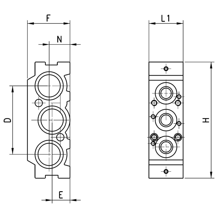 CNVL-3I1 Płyta do wysp zaworów serii 3, Camozzi