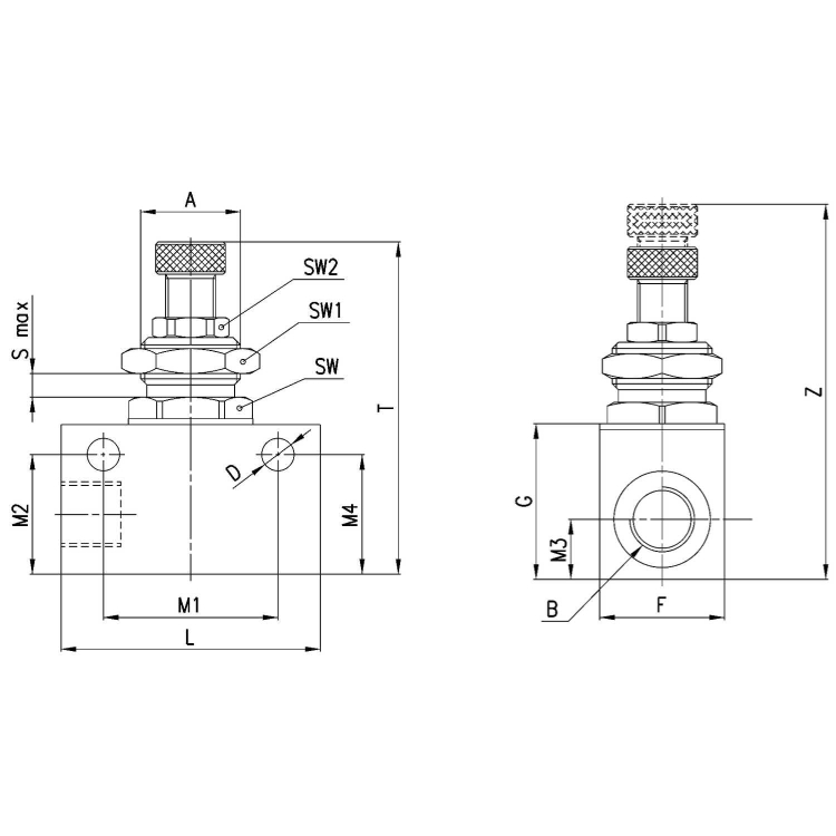 RFO 367-3/8 Zawór dławiący G3/8", Camozzi