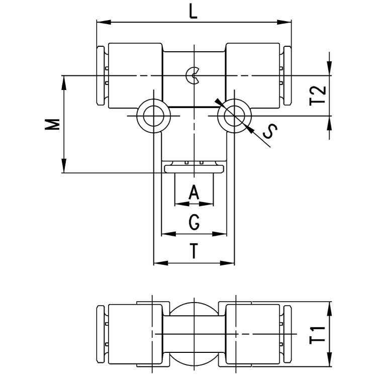 7540 8 Trójnik wtykowy Compact, Camozzi
