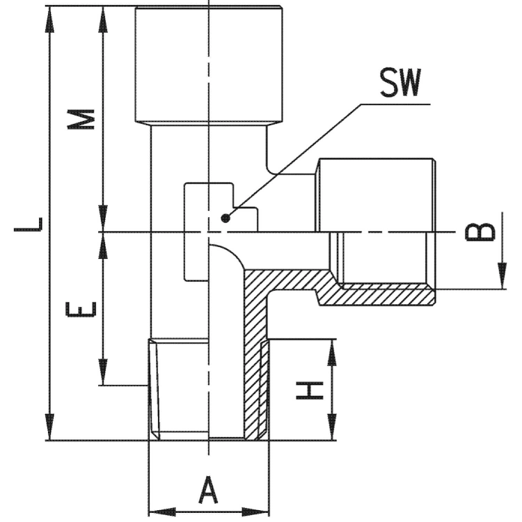 2070 1/8-1/8 Trójnik GZ-GW 1/8", Camozzi