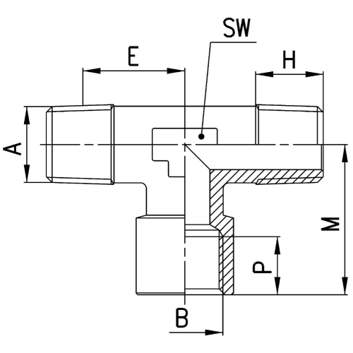 2090 3/4-3/4 Trójnik GZ-GW 3/4", Camozzi