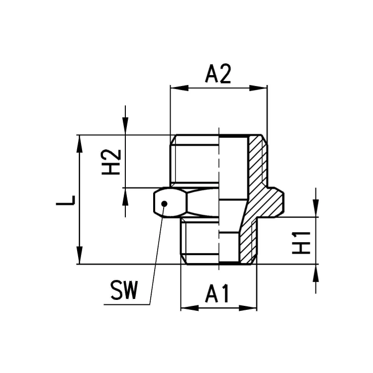 2511 1/4-3/8 Nypel Redukcyjny Gz 1/4" - Gz 3/8"  Camozzi