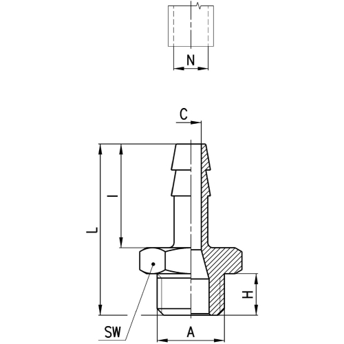 2601 8-1/8 Złączka pod wąż GZ 1/8", Camozzi