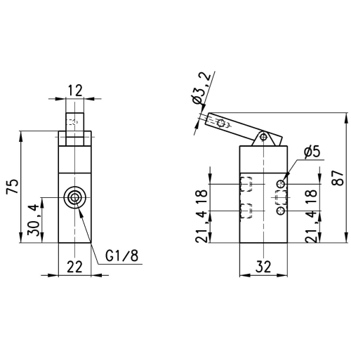 338-D15-9A5 Zawór sterowany mechanicznie, Camozzi
