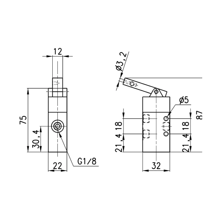 348-D15-9A5 Zawór sterowany mechanicznie, Camozzi
