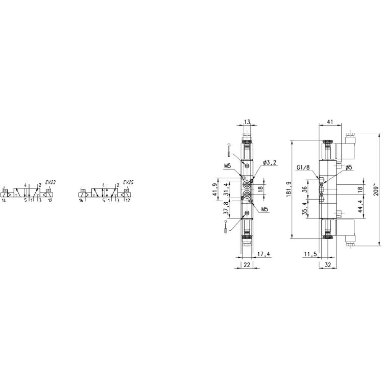 354-011-02 Elektrozawór 5/2 G 1/4, Camozzi