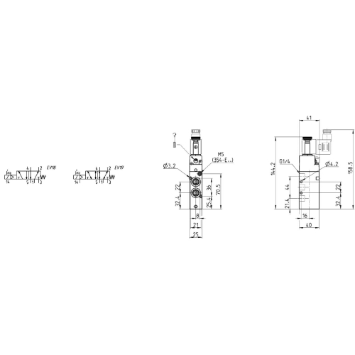 354-015-02 Elektrozawór 5/2 G 1/4, Camozzi