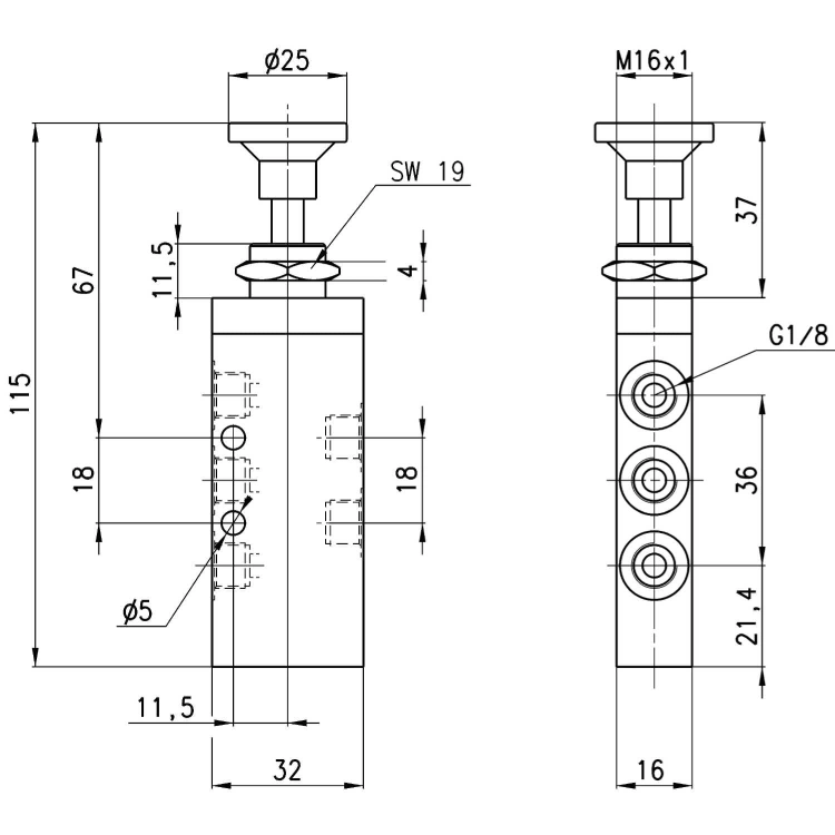 358-910 Zawór ręczny 5/2 G 1/8", Camozzi