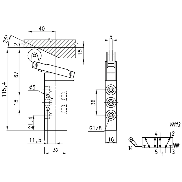 358-965 Zawór sterowany mechanicznie, Camozzi