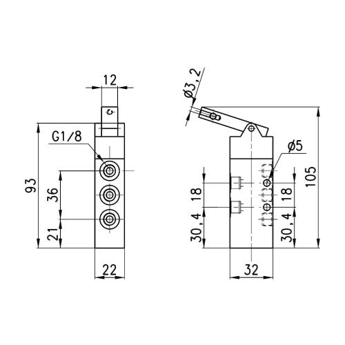 358-D15-9A5 Zawór sterowany mechanicznie, Camozzi