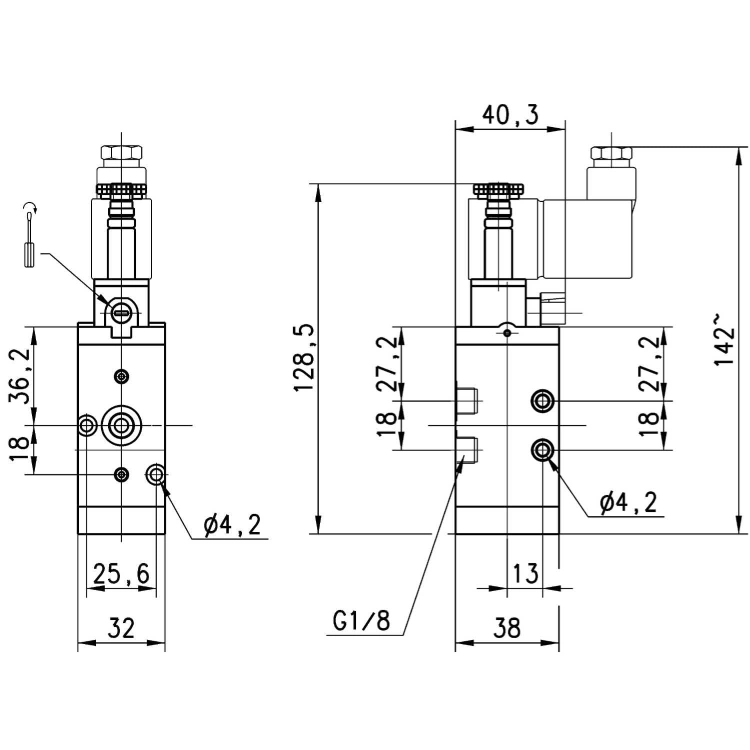 438-015-22 Elektrozawór 3/2 NC G 1/8, Camozzi