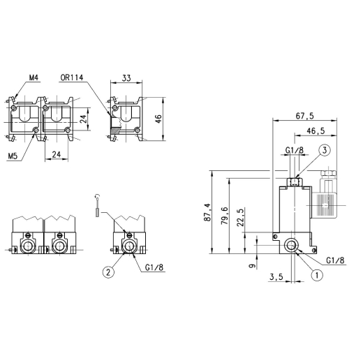 638M-101-A6D Elektrozawór 3/2 NC G 1/8, Camozzi