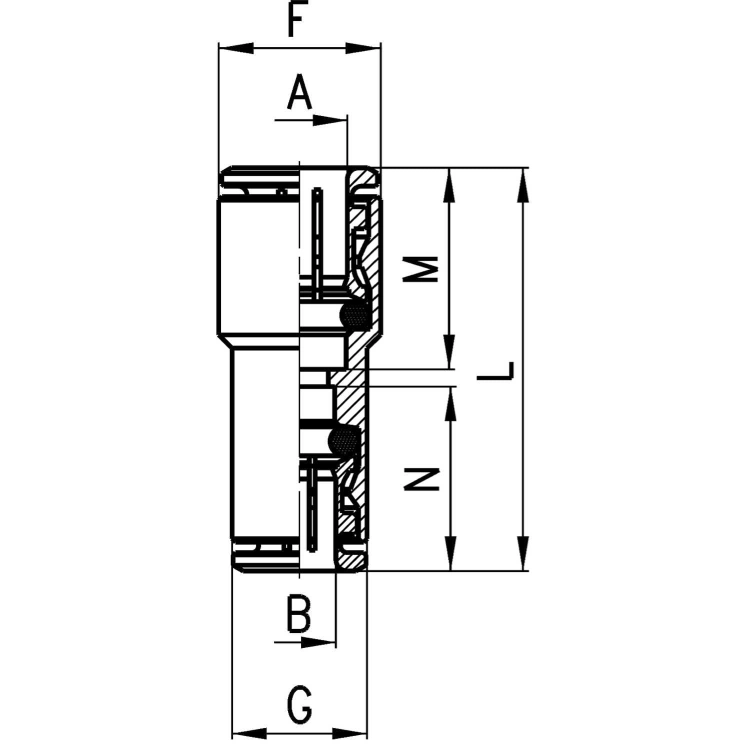 6580 6-4 Złączka wtykowa prosta reduktor, Camozzi