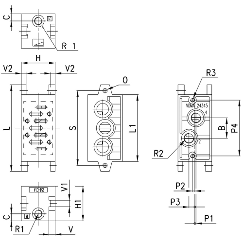901-C1A Segment bloku zaworów seria 9, Camozzi