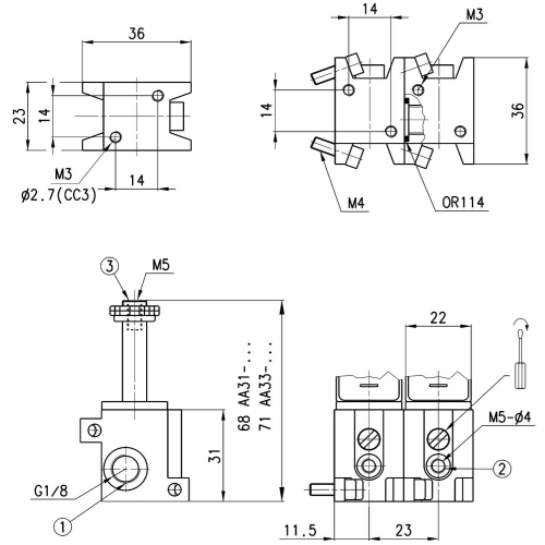 AA31-0C2 Elektrozawór 3/2 NC M5, Camozzi
