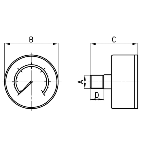 M043-P12 Manometr tylny 0-12bar kl.1,6, Camozzi