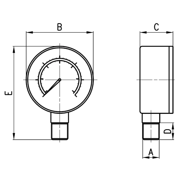 M043-R12 Manometr 0-12bar kl.1,6, Camozzi