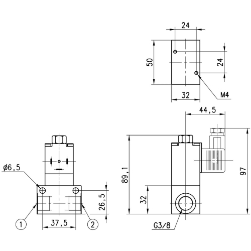 623-15G-A6C Elektrozawór 2/2 NC G3/8, Camozzi