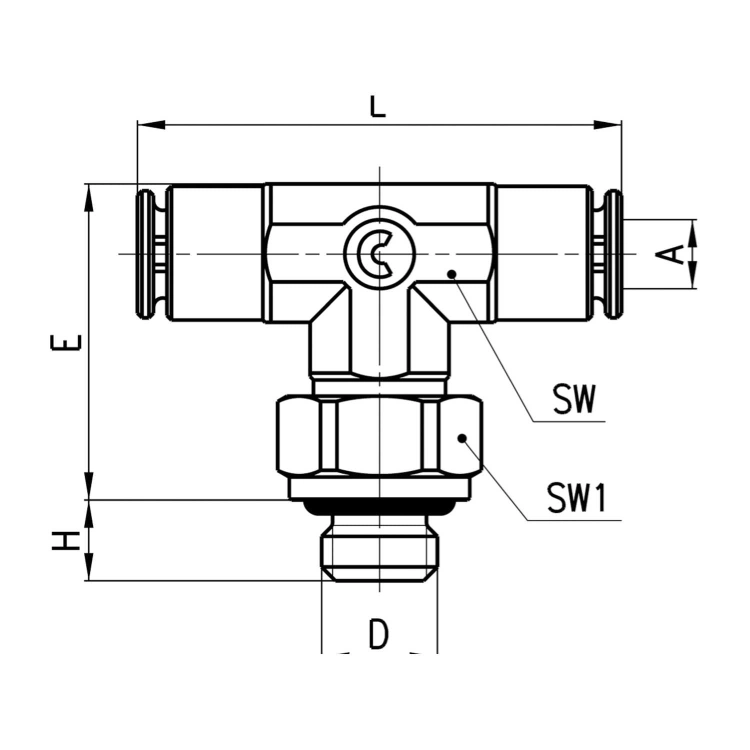 6432 3-M5 Trójnik Obrotowy 3-M5, Camozzi