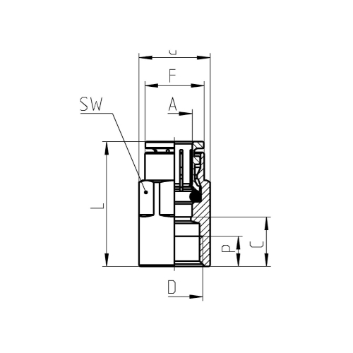 6463 8-1/4 Złączka prosta fi 8 GW 1/4", Camozzi