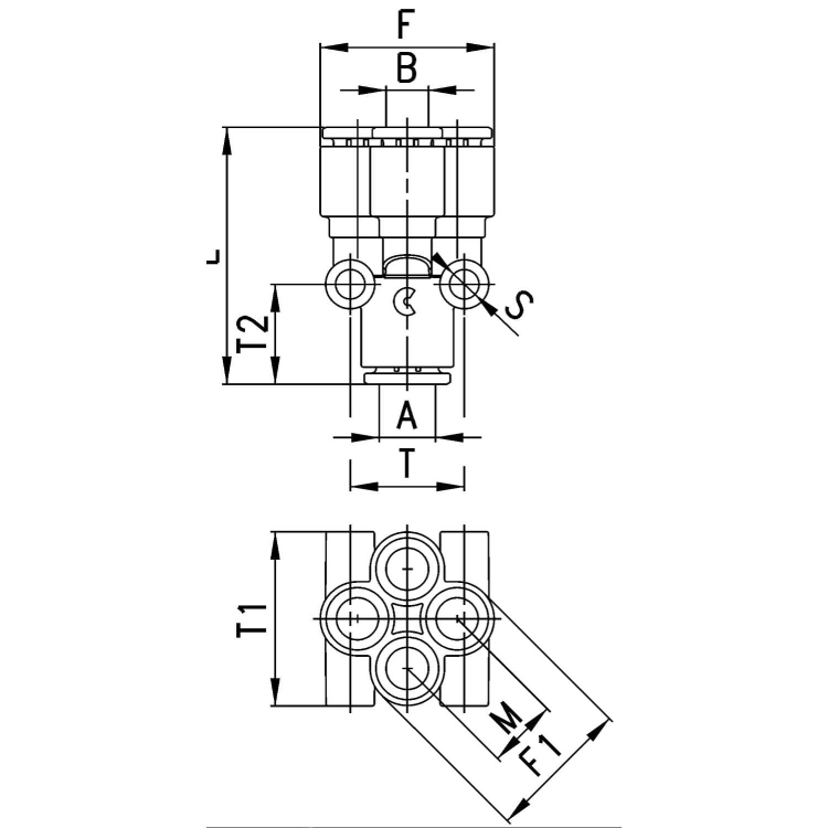 7575 8-6 Złączka wtykowa typ Y Compact, Camozzi